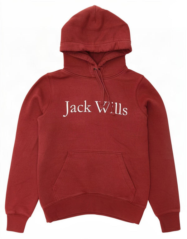 Jack Wills Womens Graphic Oversized Hoodie Pullover UK 6 XS Burgunderrote Baumwolle