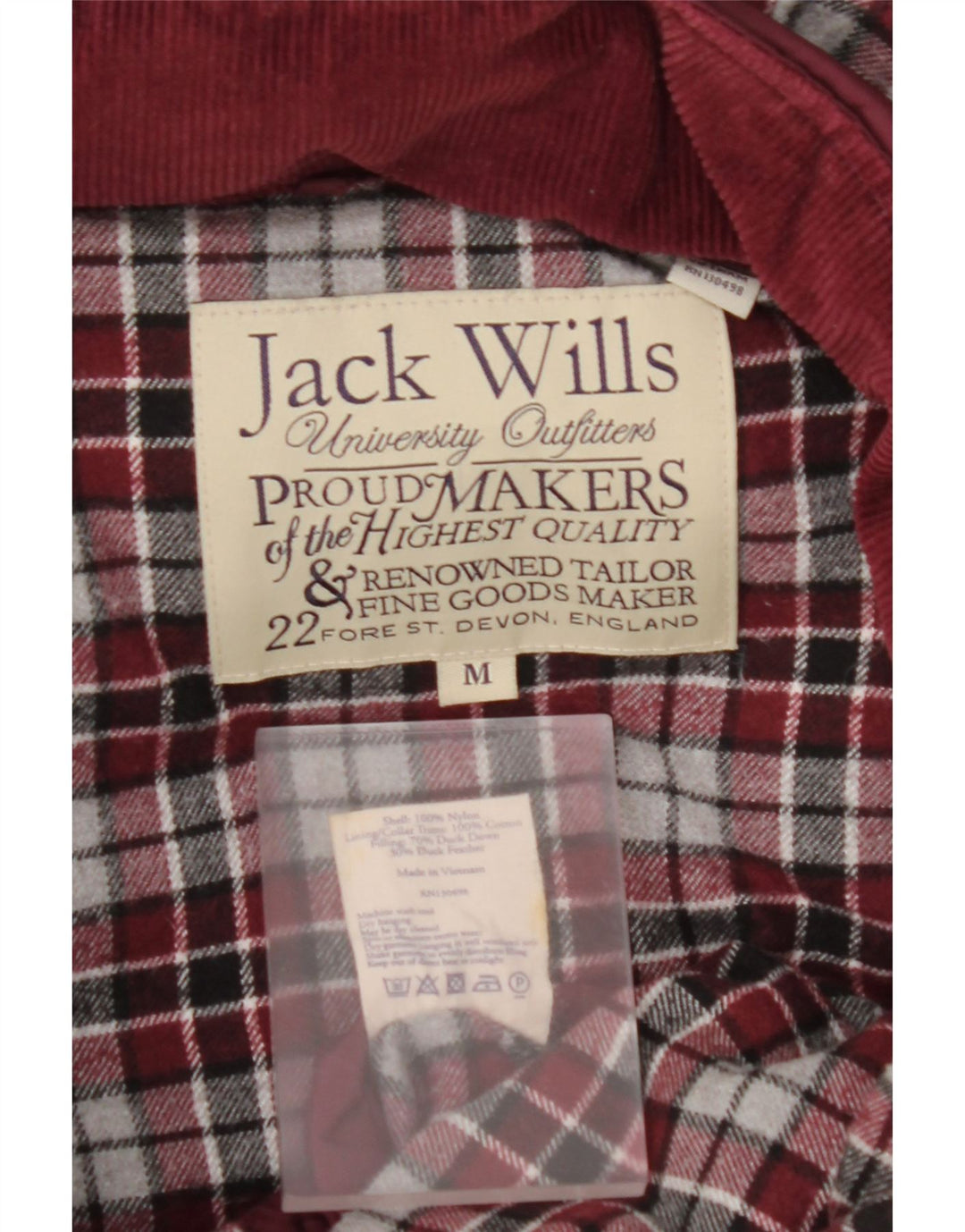 JACK WILLS Wattierte Herren-Weste mit Kapuze, UK 38, Mittel-Burgund-Nylon