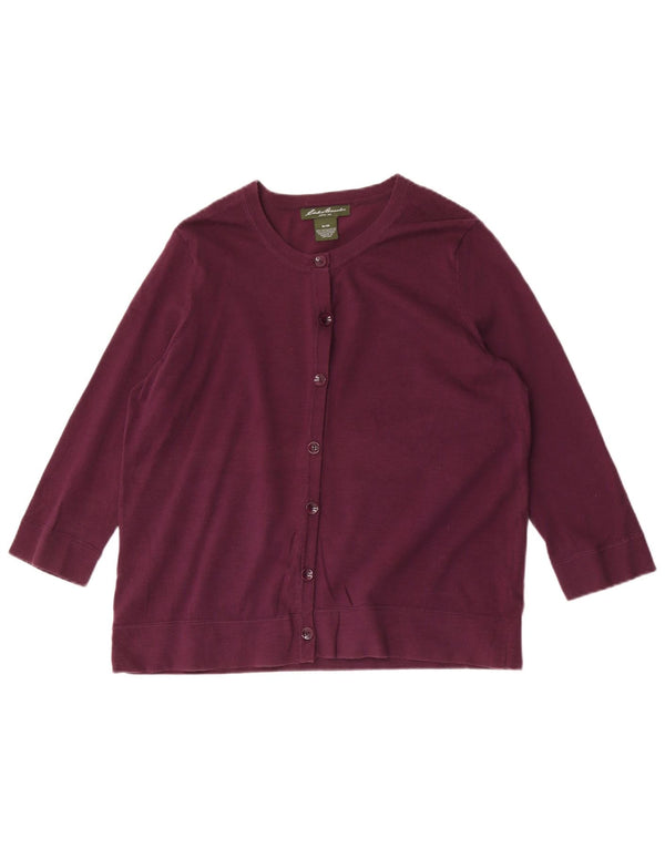 Eddie Bauer Damen-Strickjacke mit 3/4-Ärmeln, UK 18, XL, Burgunderrot, Baumwolle