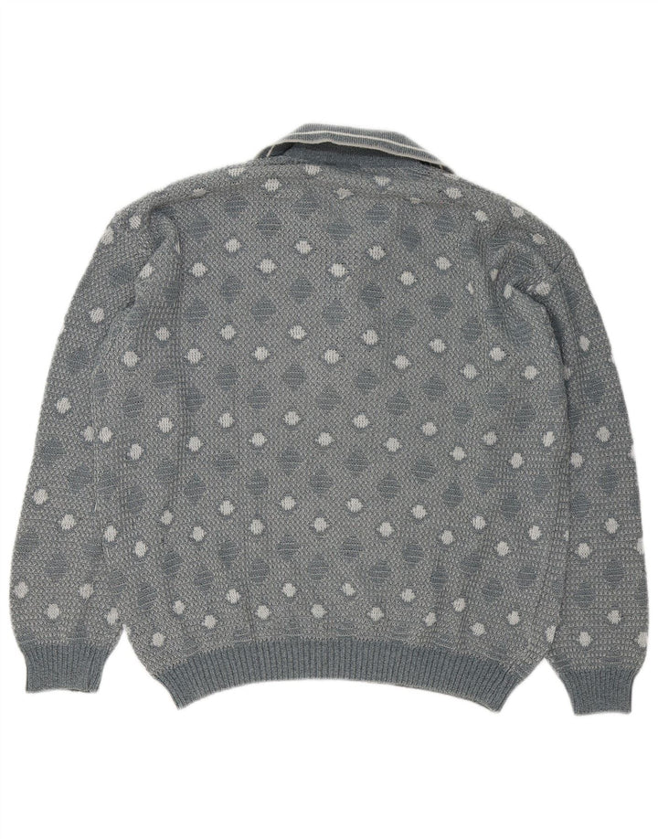 Vintage Herren Rollkragenpullover Pullover Groß Grau Geometrisch