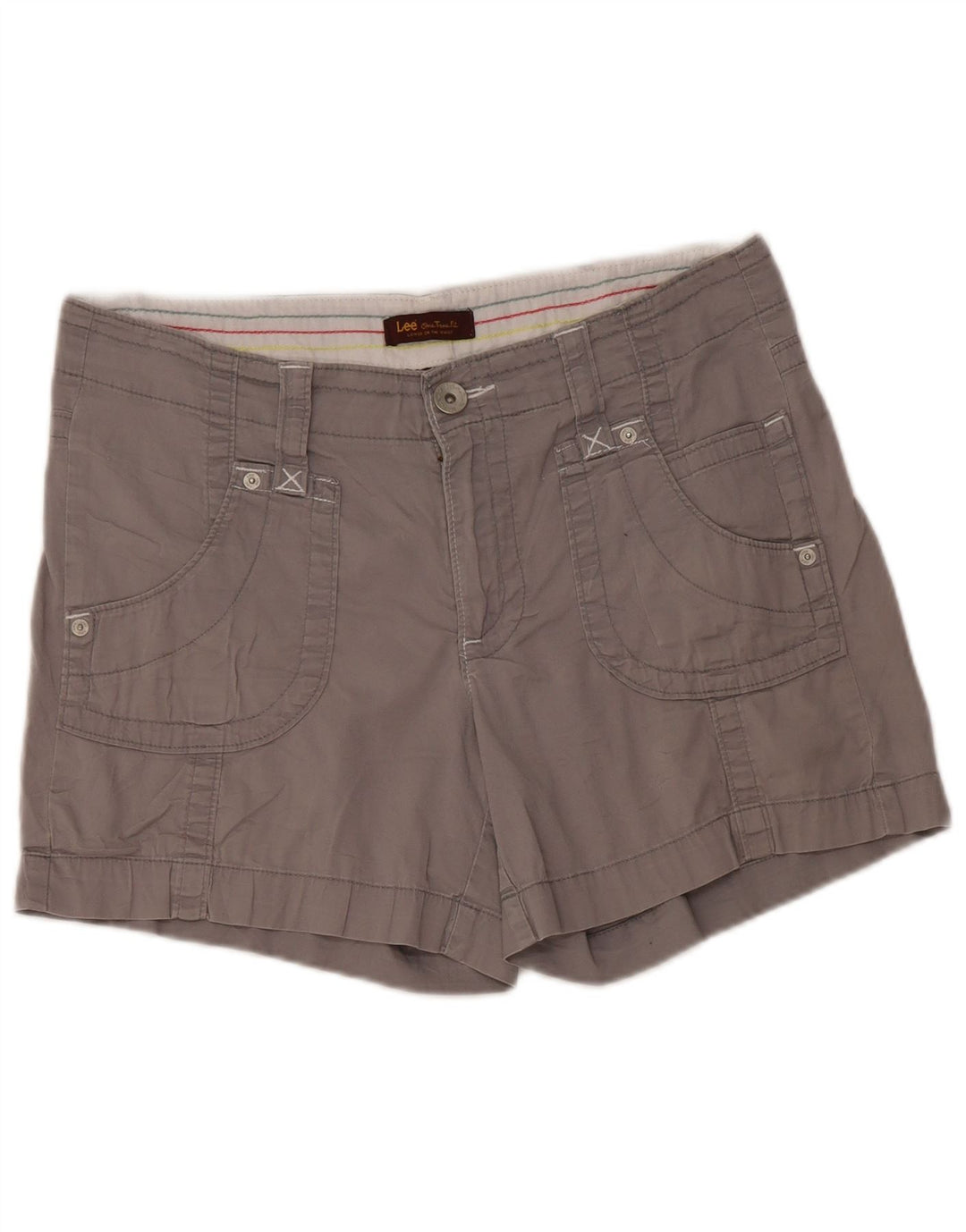 LEE Damen Freizeitshorts US 12 Large W34 Graue Baumwolle