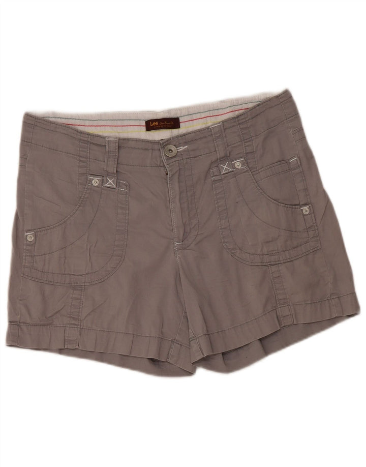 LEE Damen Freizeitshorts US 12 Large W34 Graue Baumwolle