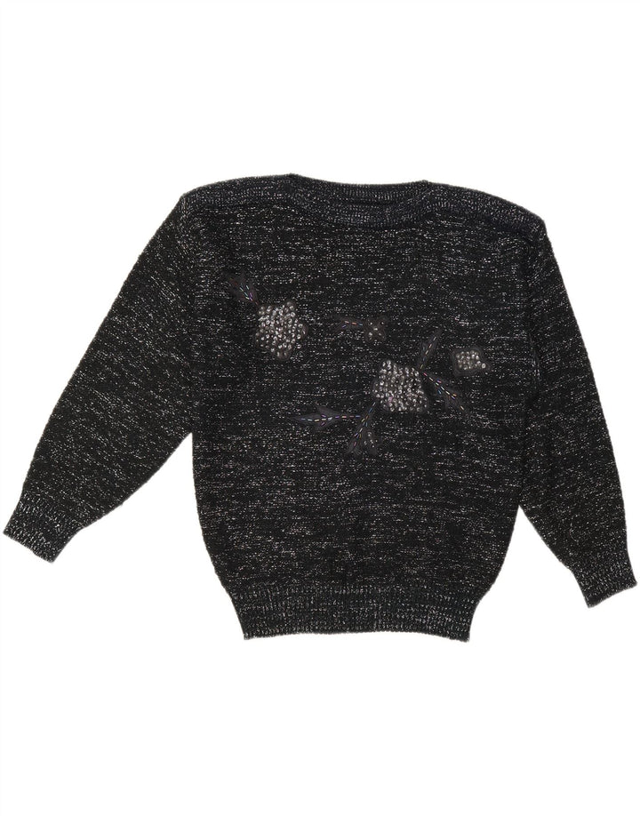 C & A Damen-Pullover mit U-Boot-Ausschnitt, EU 40, Mittelschwarz geflecktes Acryl