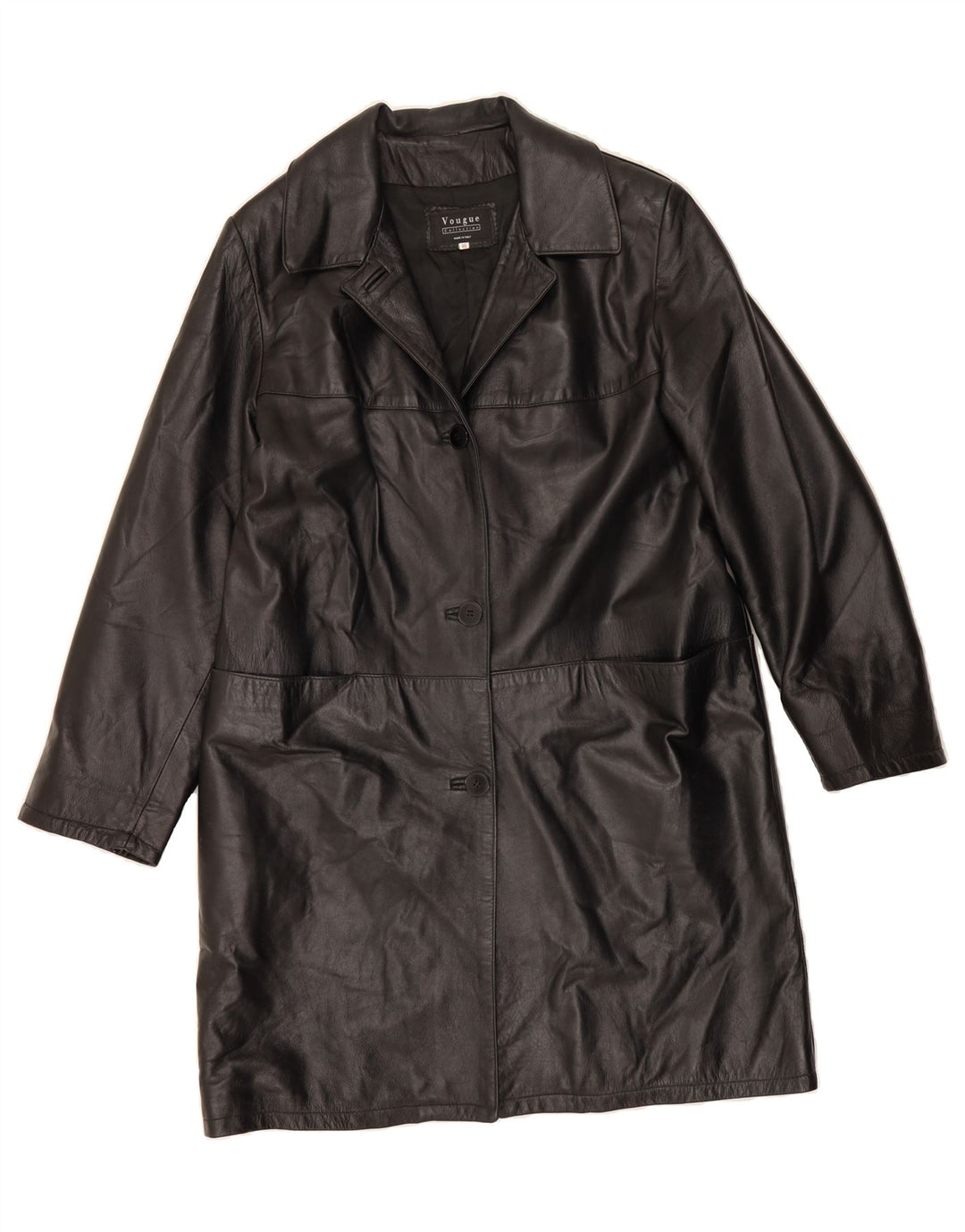 VINTAGE Womens Leather Coat IT 46 Large Black Leather Vintage Vintage and Second-Hand Vintage from Messina Hembry 