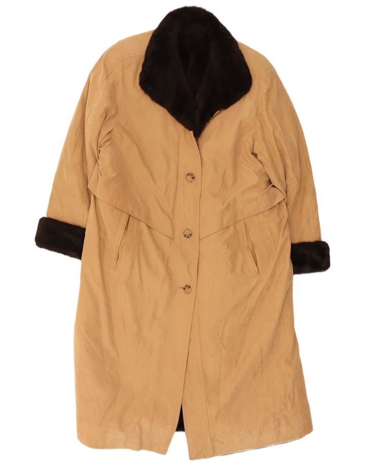 Vintage Damen Sherpa Trenchcoat UK 12 Medium Beige Polyester