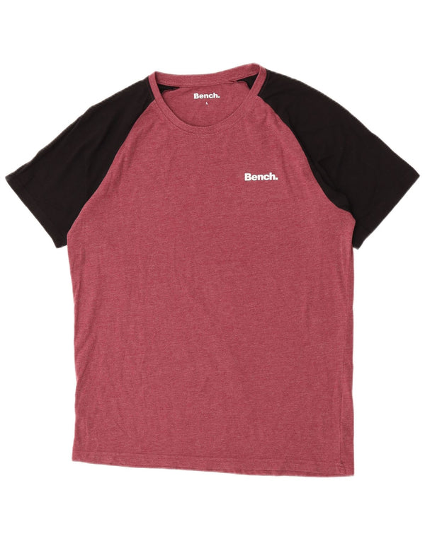 Bench Herren-T-Shirt, kurzärmelig, normal, Größe L, Rot, Farbblock-Baumwolle