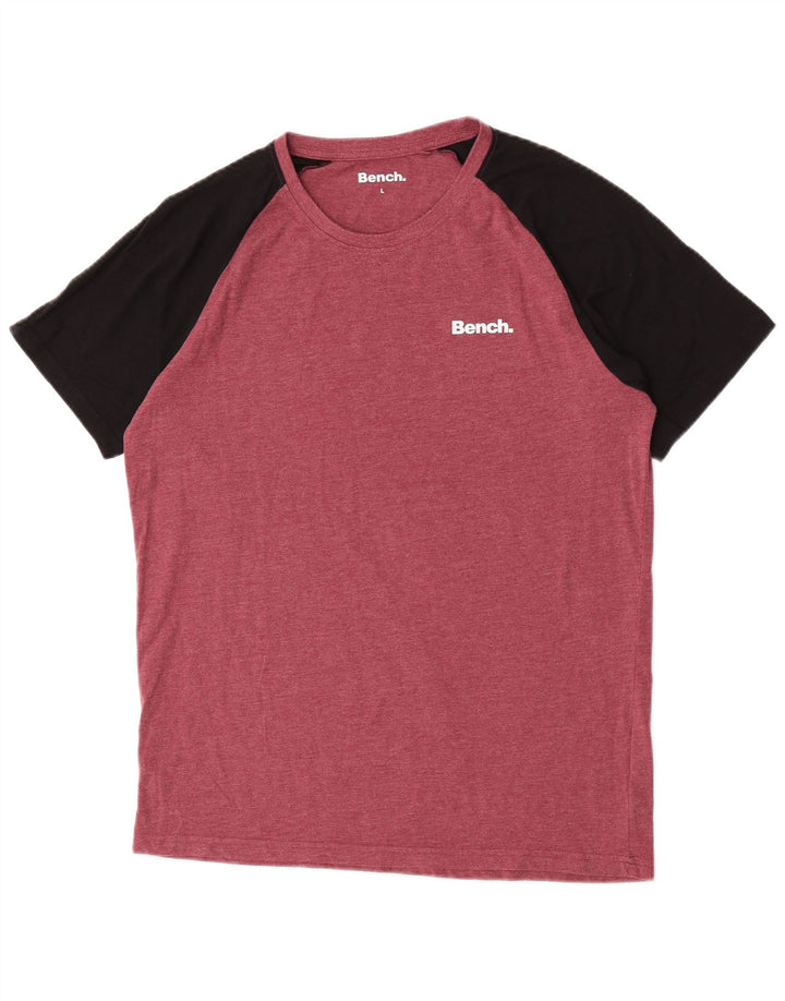 Bench Herren-T-Shirt, kurzärmelig, normal, Größe L, Rot, Farbblock-Baumwolle