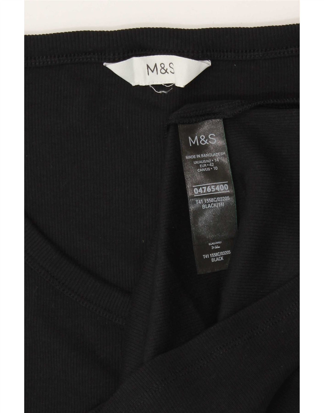 Marks & Spencer Damen T-Shirt Top UK 14 Medium Schwarz Baumwolle