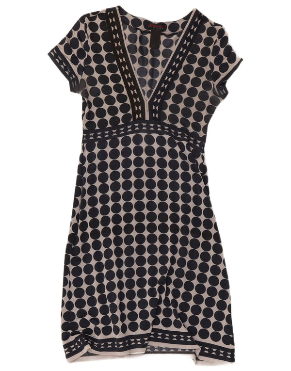 Custo Barcelona Damen A-Linien-Kleid UK 4 XS Marineblau gepunktet