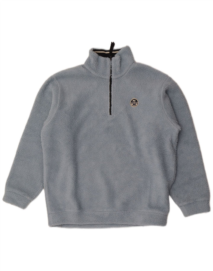North Sails Herren-Fleecepullover mit Reißverschluss am Hals, großes, blaues Polyester