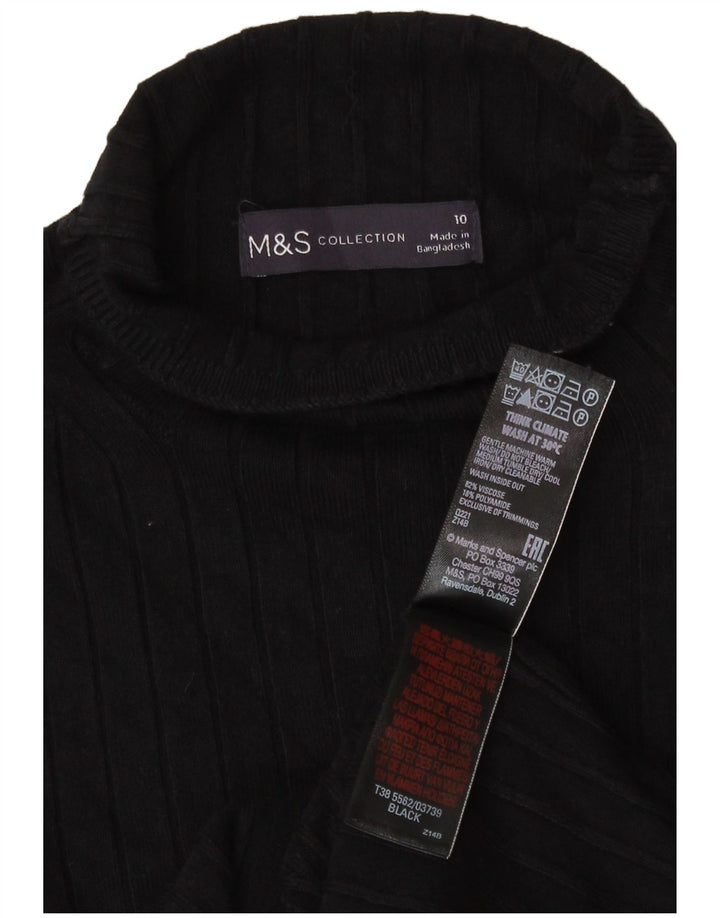 Marks & Spencer Rollkragenpullover für Damen, Gr. 10, Größe S, Schwarz, Viskose