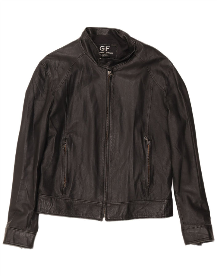 Gianfranco Ferre Herren Bomber-Lederjacke UK 38 Mittelschwarzes Leder