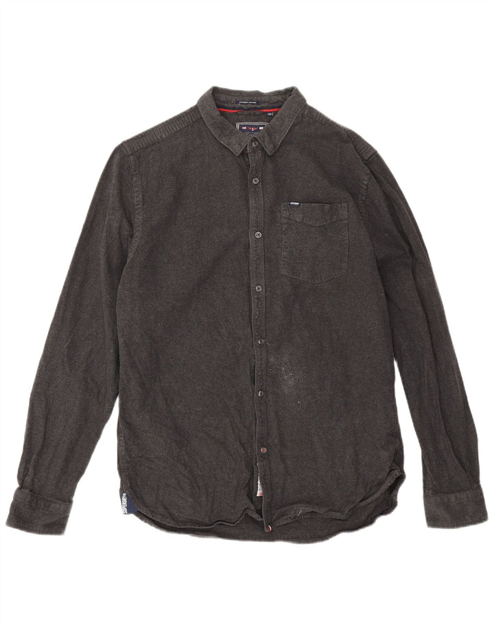 Superdry Herren-Flanellhemd 2XL aus grauer Baumwolle