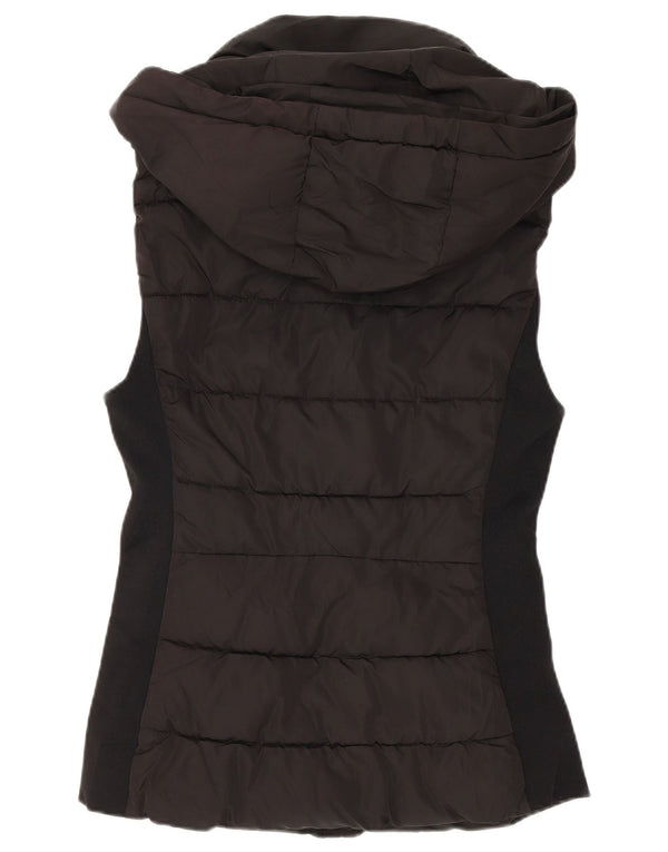 Zara Damen-Weste mit Kapuze, gepolstert, UK 10, Größe S, Schwarz, Polyester