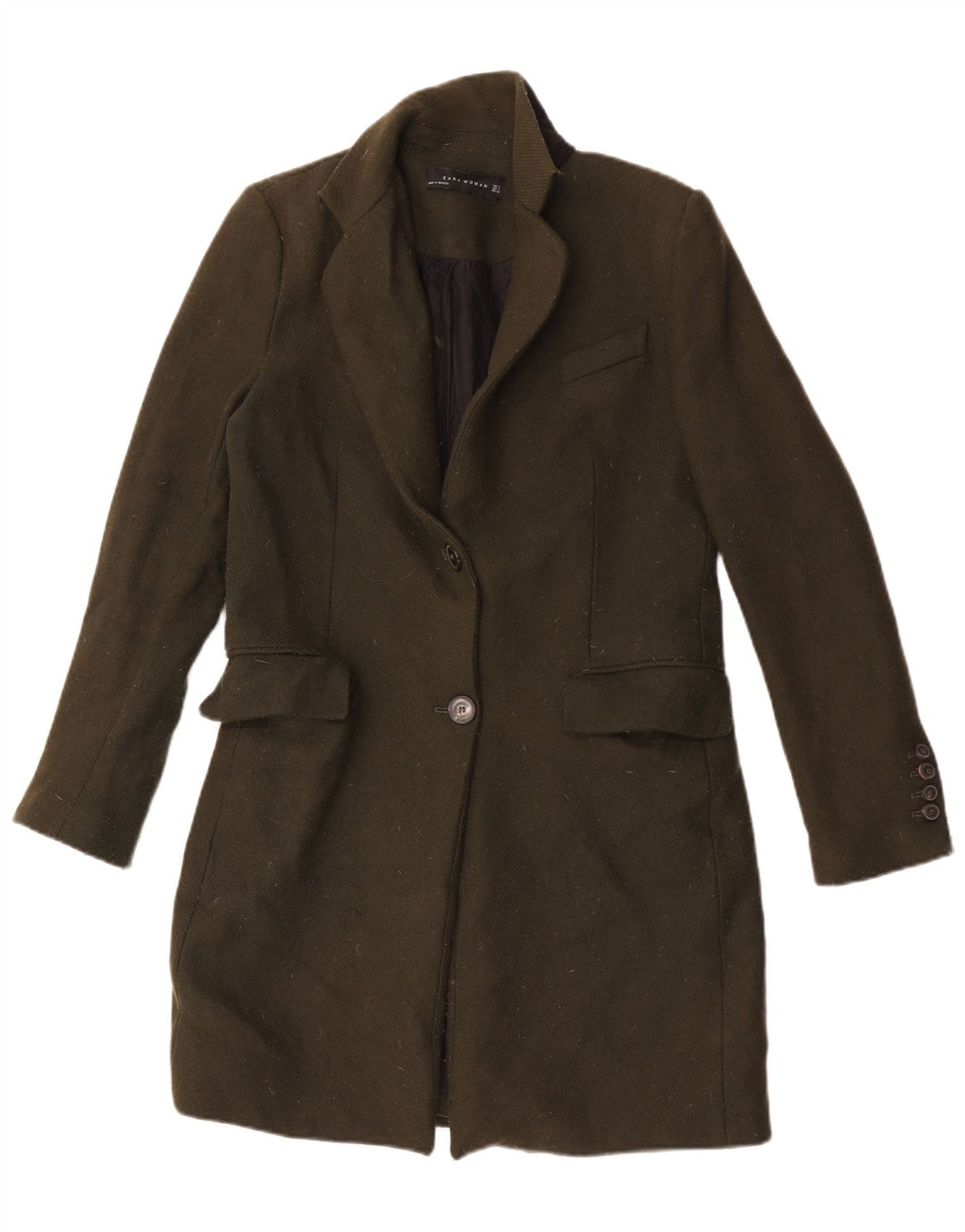 Zara Damen Mantel UK 10 Small Khaki Wolle