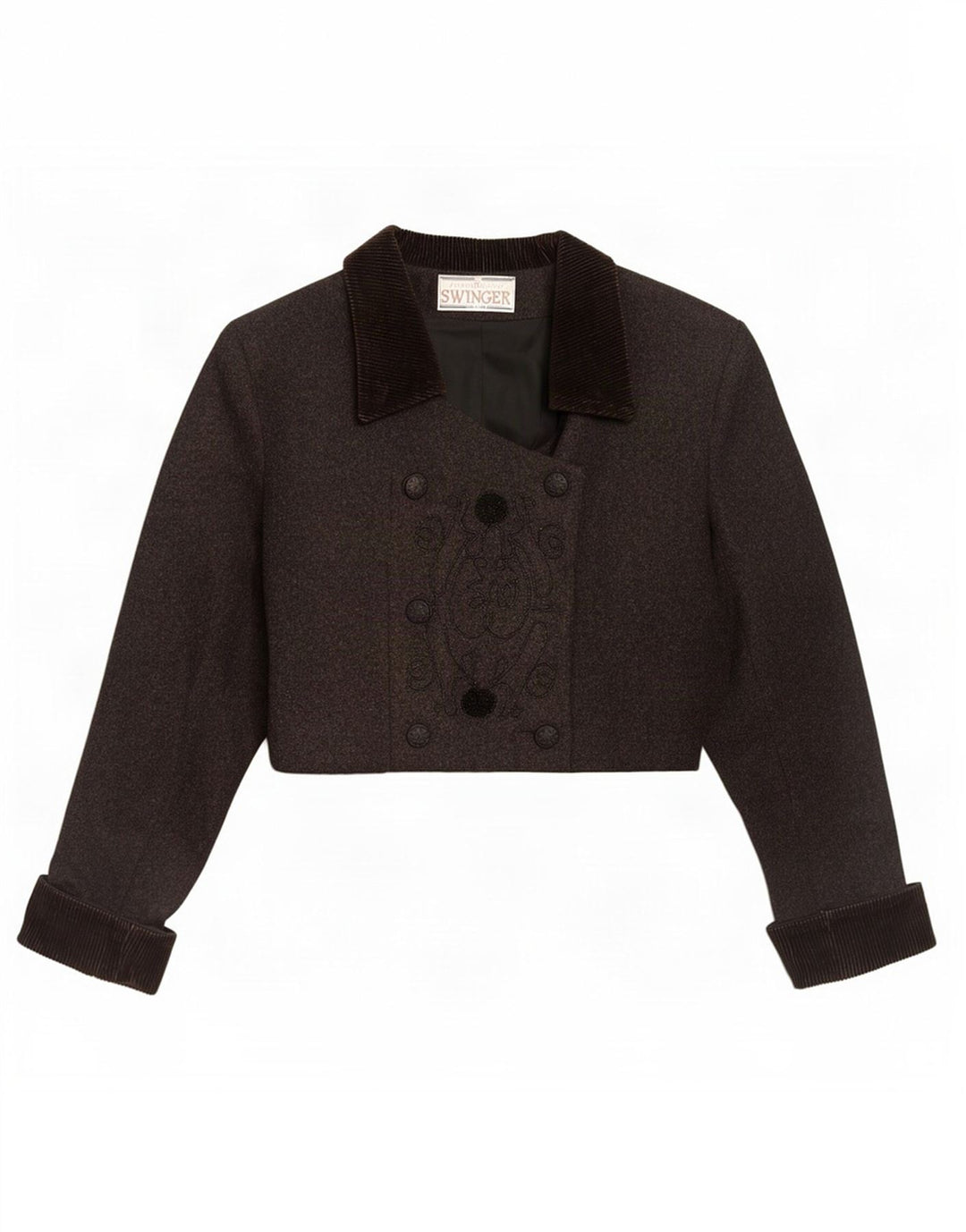 Swinger Damen Zweireihige Bolero-Jacke IT 44 Mittelgraue Wolle