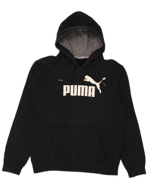 PUMA Mens Graphic Hoodie Jumper Small Black Cotton