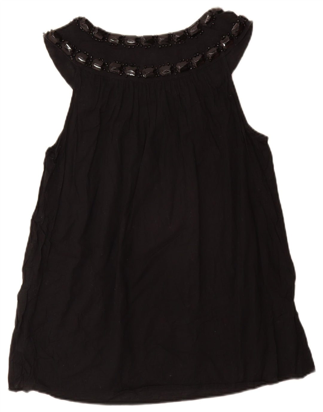 MICHAEL KORS Ärmelloses Damen-Blusenoberteil UK 12 Mittelschwarze Baumwolle