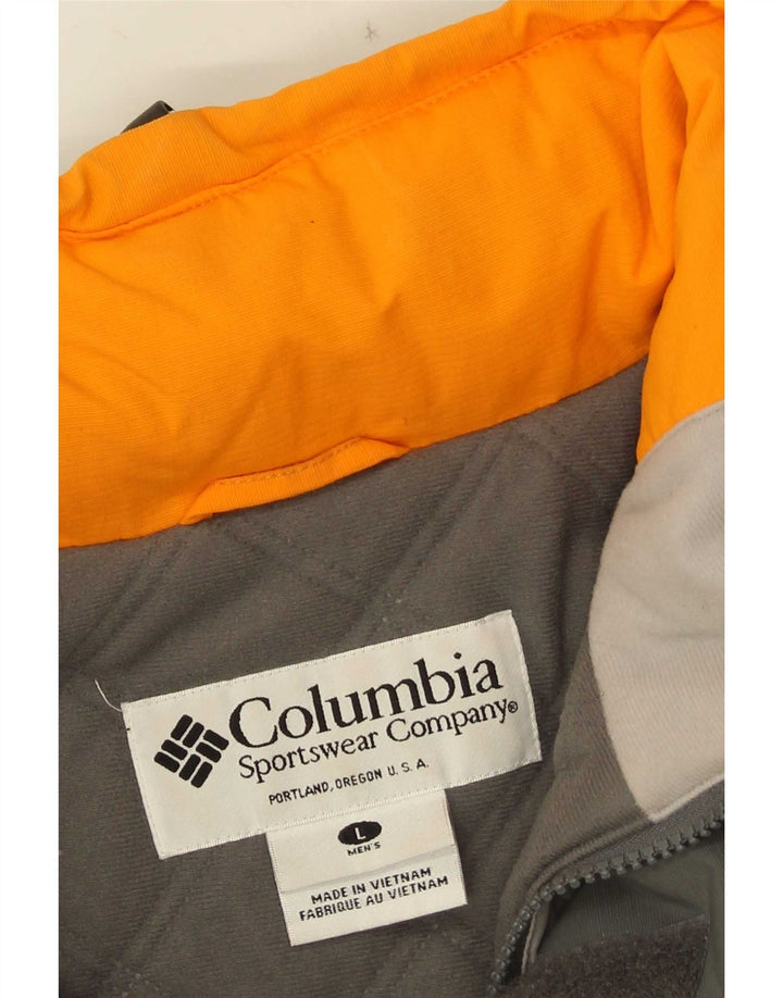 Columbia Herren-Skijacke mit Kapuze, UK 40, großes graues Colourblock-Polyamid