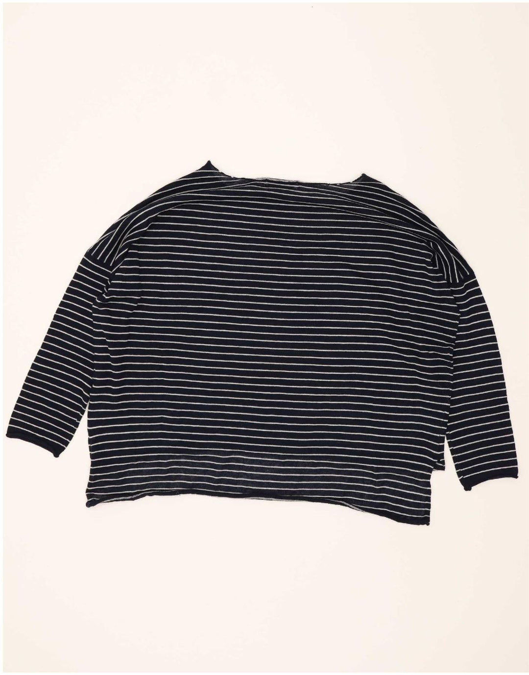Zara Damen-Oversize-Top mit 3/4-Ärmeln, Größe S, Marineblau, gestreift
