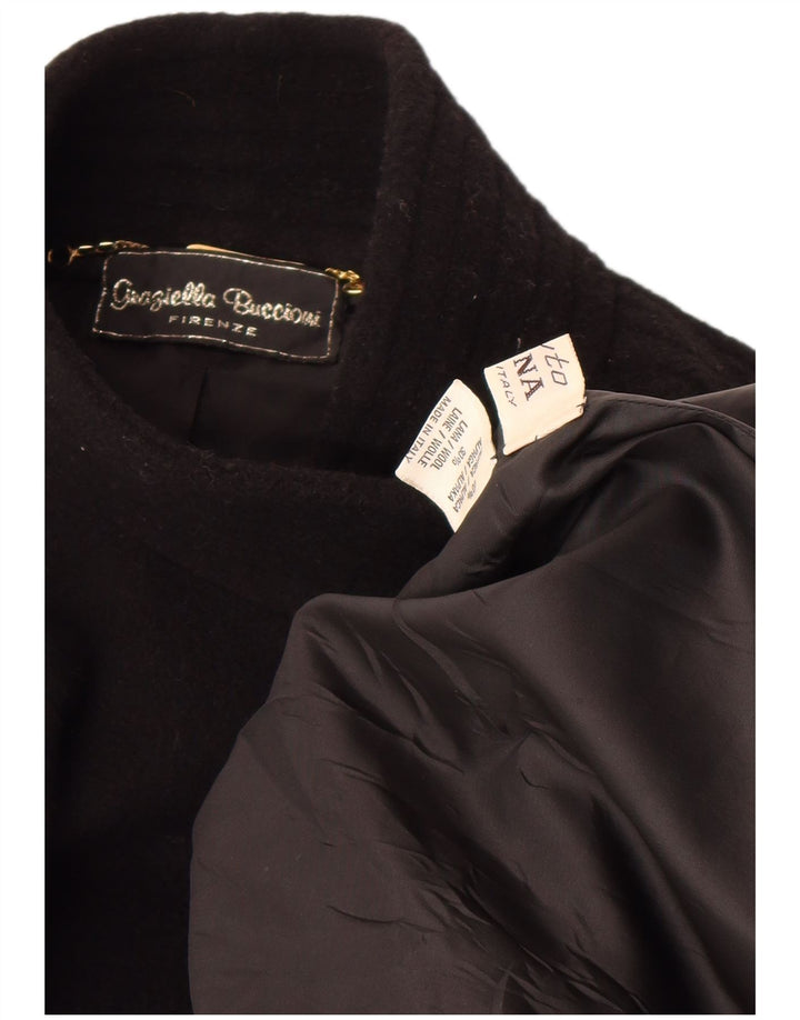 Vintage Damen Übergroßer Mantel UK 18 XL Schwarze Alpakawolle