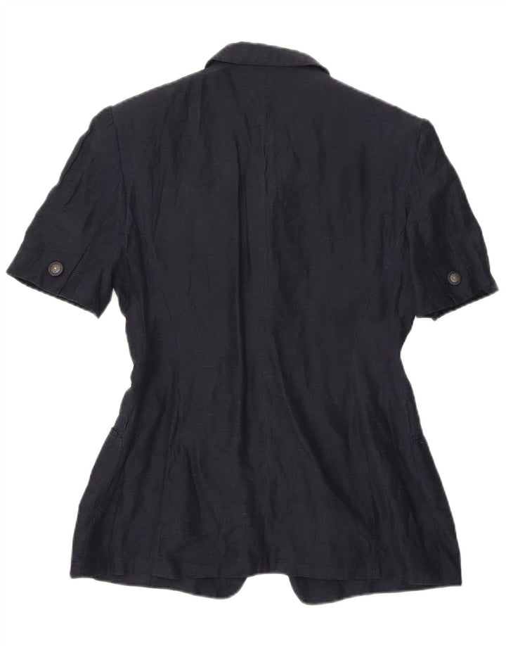 Vintage Damen Kurzärmelige 4-Knopf-Blazerjacke UK 16 Groß Marineblau