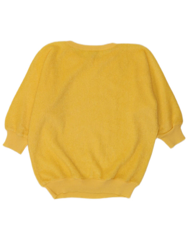 Vintage Damen 3/4 Ärmel Rundhalspullover Pullover EU 46 XL Gelb