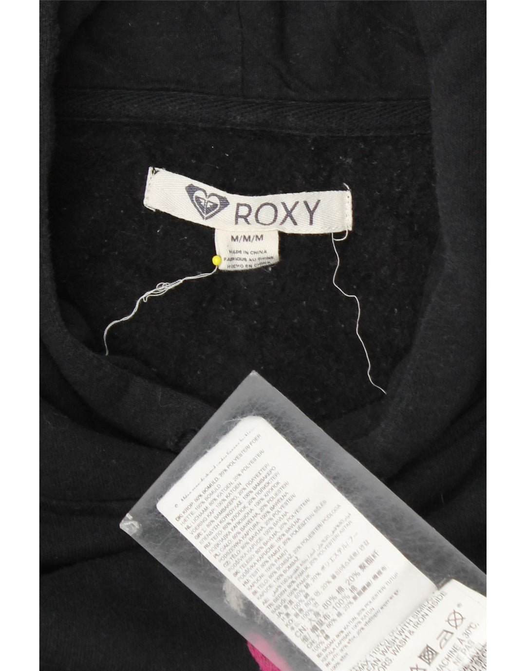 Roxy Womens Graphic Hoodie Pullover UK 14 Mittelschwarze Baumwolle