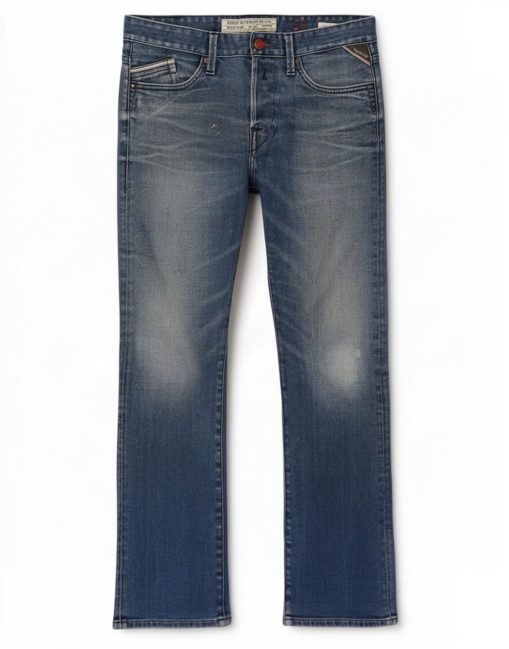 Replay Herren Waitom Straight Jeans W31 L30 Blaue Baumwolle