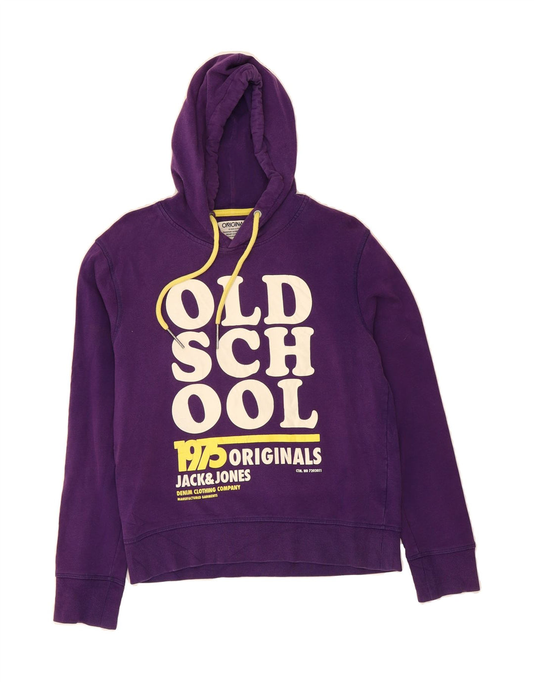 JACK & JONES Mens Graphic Hoodie Jumper Small Purple Vintage Jack & Jones and Second-Hand Jack & Jones from Messina Hembry 