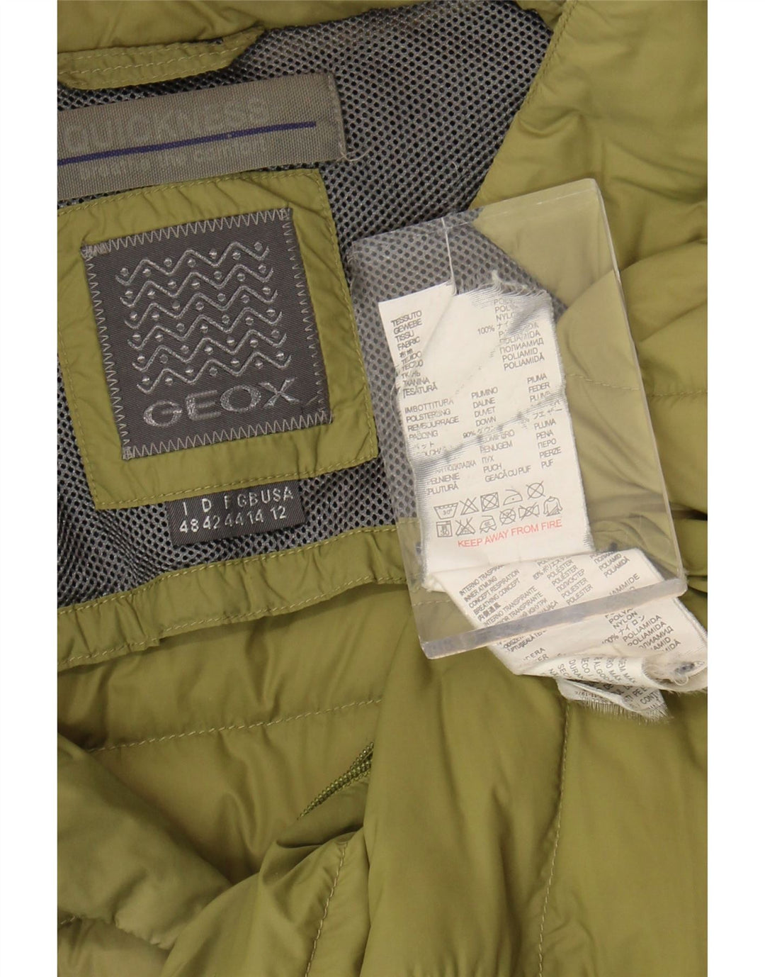 Geox Damen Wattierte Jacke UK 14 Large Grün Polyamid