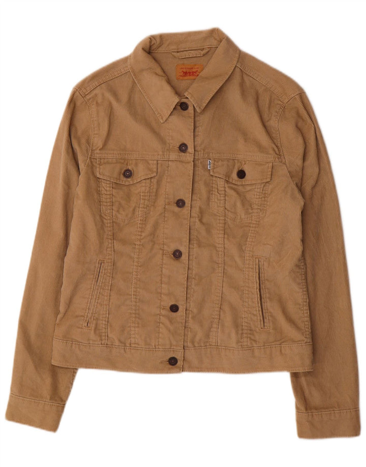 LEVI'S Damen Cordjacke UK 16 Large Beige Baumwolle