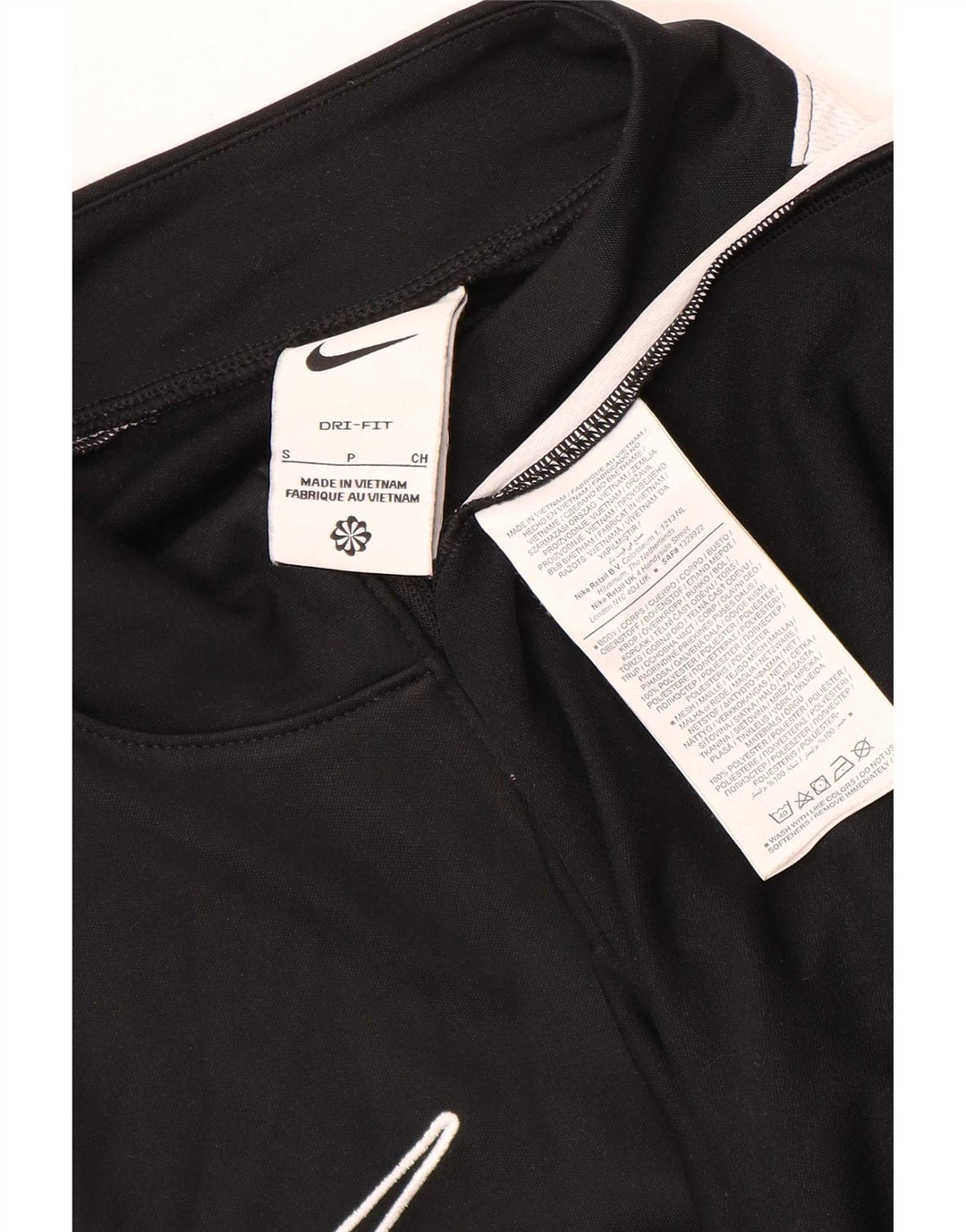 Nike Herren Dri Fit Zip Neck Top Langarm Klein Schwarz Farbblock