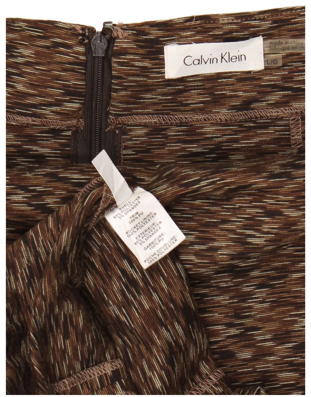 CALVIN KLEIN Damen Bleistiftrock Groß W32 Braun meliertes Polyester