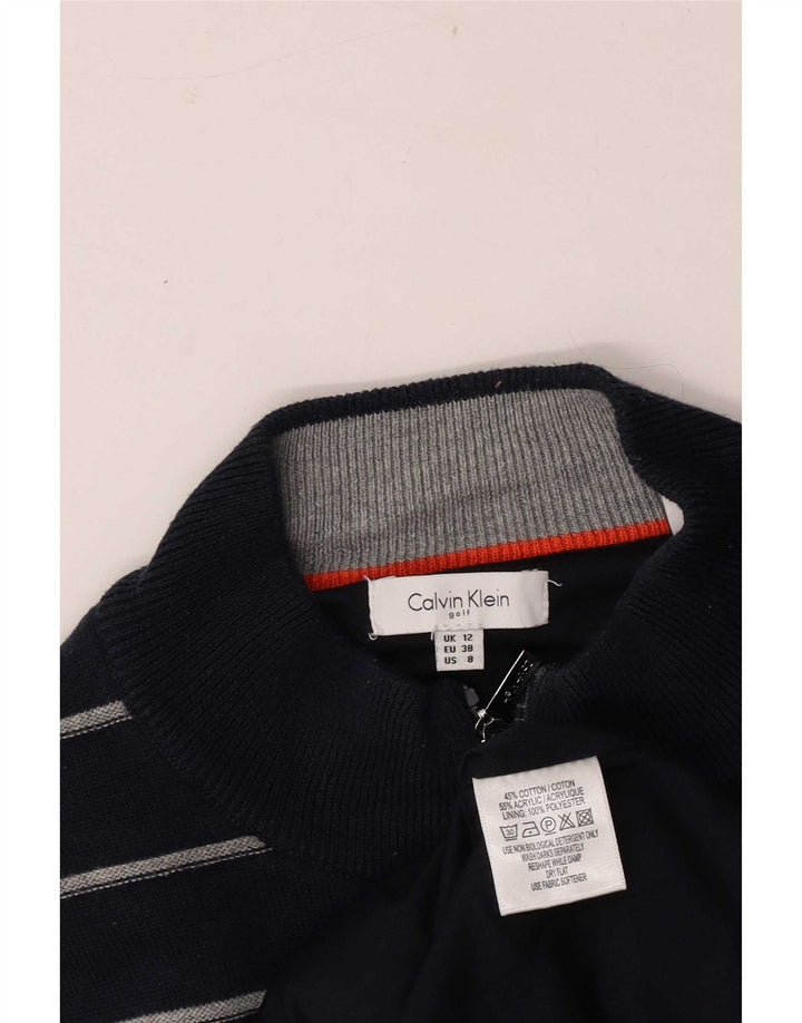 Calvin Klein Damen Strickjacke UK 12 Mittel Marineblau gestreift