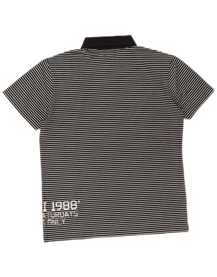 Gaudi Herren-Poloshirt mit Grafik, mittelschwarz, Nadelstreifen-Baumwolle