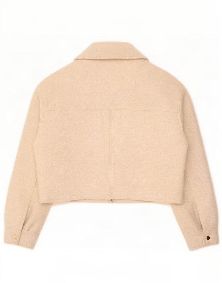 Zara Damen Crop Übergroße Bomberjacke UK 10 Small Beige Polyester