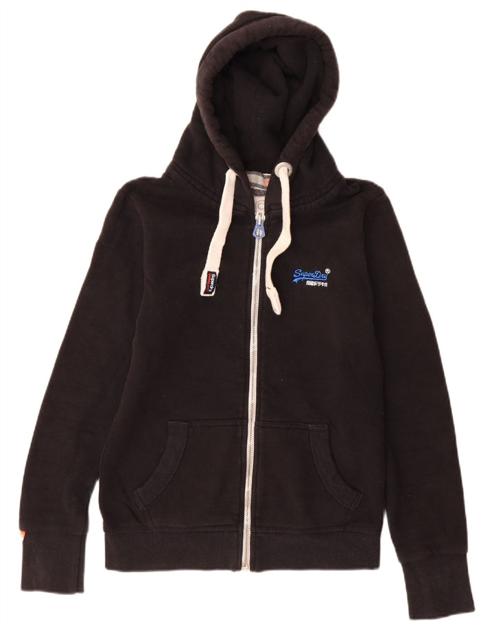 Superdry Herren-Kapuzenpullover mit Reißverschluss, Größe S, schwarze Baumwolle