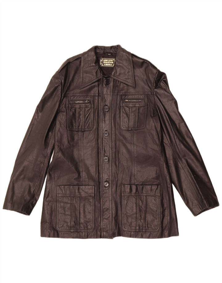 Vintage Damen Lederjacke IT 42 Mittelschwarzes Leder