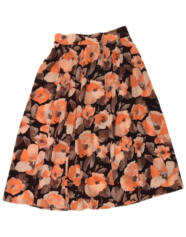 Vintage Damen ausgestellter Rock W28 Medium Orange Floral