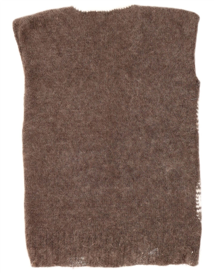 VINTAGE Herren Weste Tank Top Mittelbraun Fair Isle