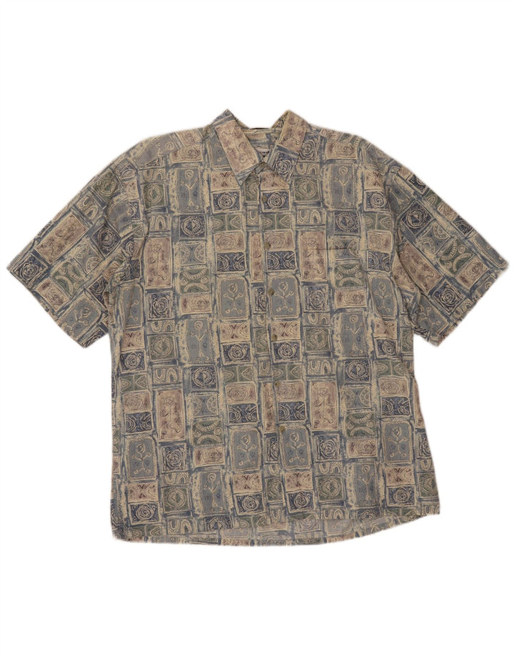 Pierre Cardin Herren-Kurzarmhemd, groß, blau, Patchwork-Baumwolle