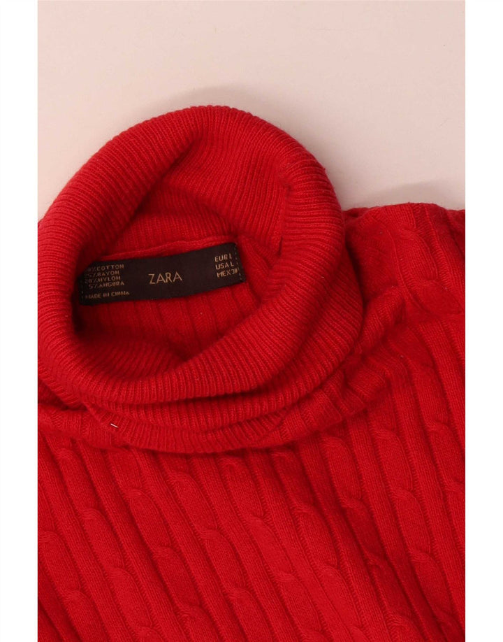 Zara Damen-Pullover mit Rollkragen, Gr. 14, Rot, Größe L