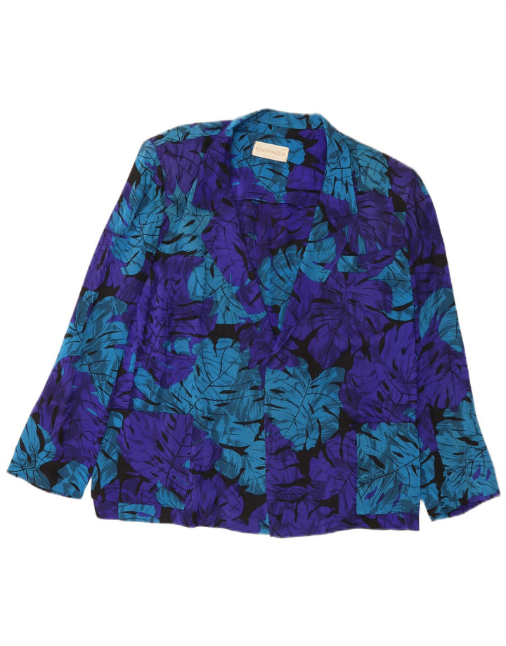 Offene Blazerjacke für Damen von Rosanna Manzoni IT 44 Mittelblau geblümt