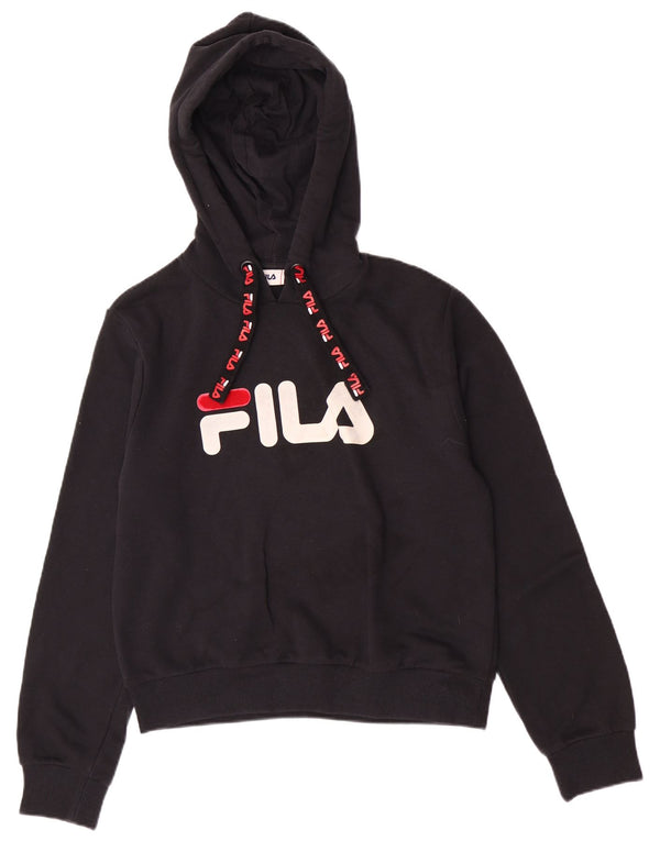 Fila Womens Graphic Regular Fit Kapuzenpullover UK 10 Small Schwarz Baumwolle