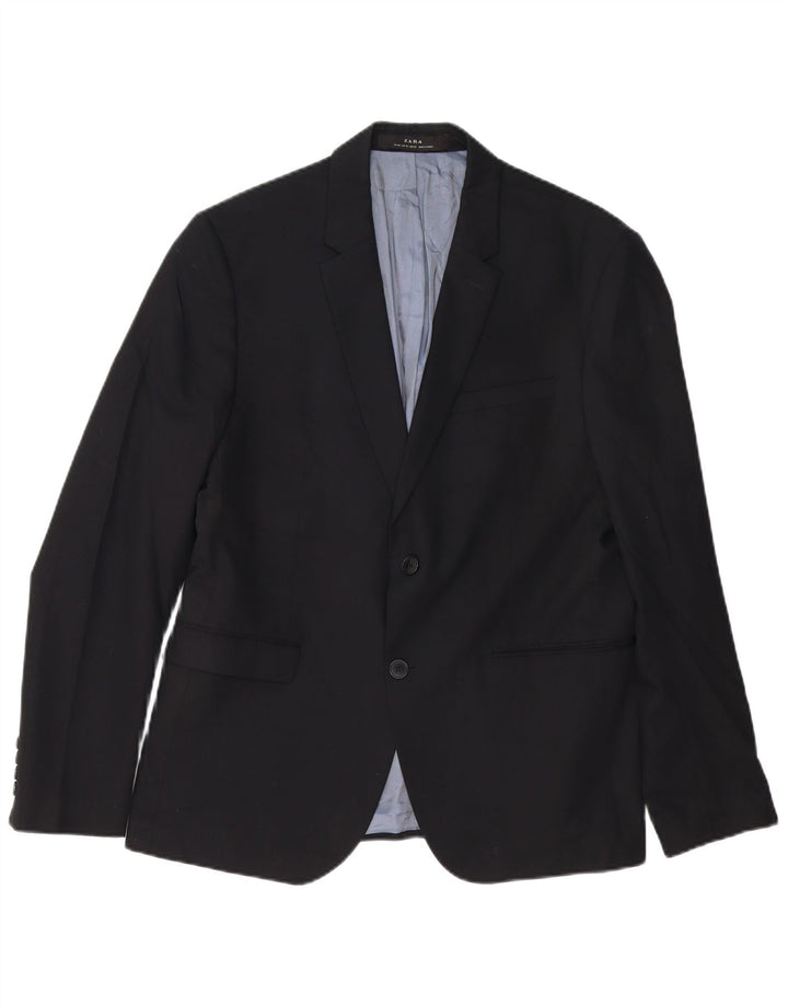 Zara Herren-Blazer mit 2 Knöpfen, EU 52, groß, schwarze Viskose