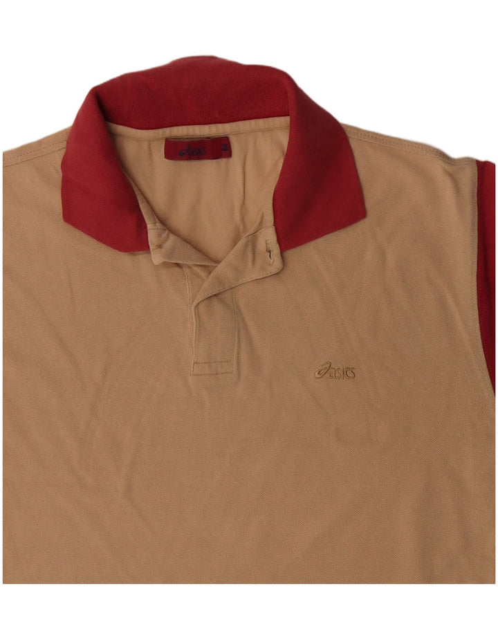 ASICS Herren-Rugby-Poloshirt aus mittelbeigefarbener Colourblock-Baumwolle