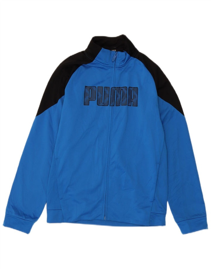 PUMA Jungen Grafik-Trainingsanzug-Top-Jacke, 13–14 Jahre, blauer Farbblock