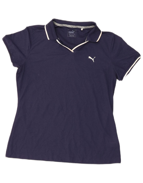 Puma Damen Poloshirt UK 14 Large Marineblau Polyester