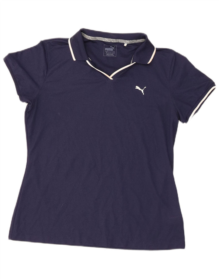 Puma Damen Poloshirt UK 14 Large Marineblau Polyester